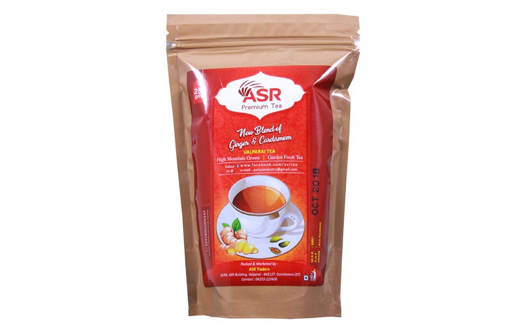 ASR Premium New Blend Of Ginger & Cardmom Valparai Tea   Pack  250 grams